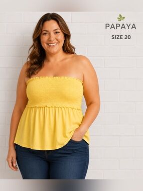 PAPAYA women yellow strapless  elastic top /size 20